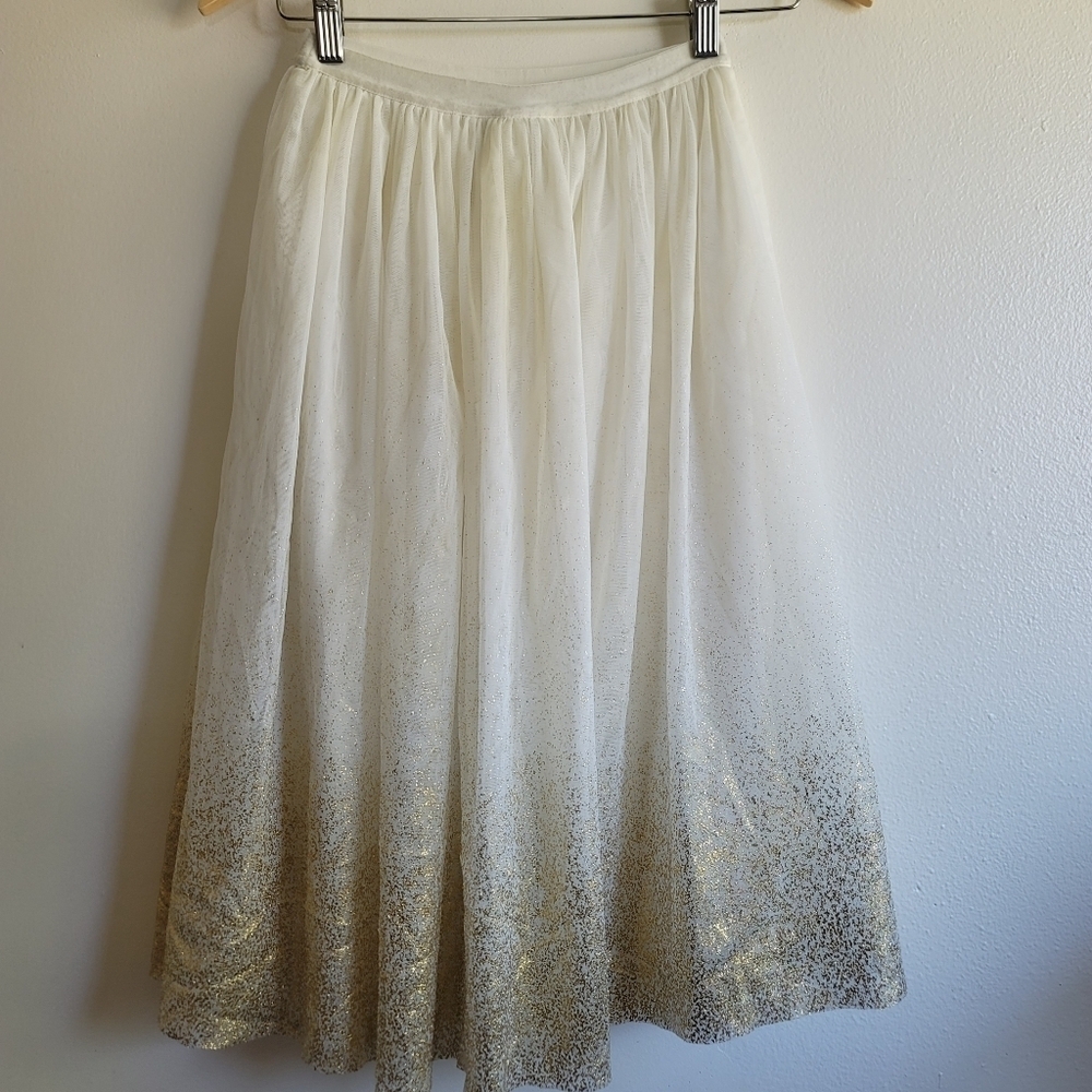 Cherokee, Girls Tulle Maxi Skirt, Cream/Gold Foil, Size 6‎ - Picture 2 of 5